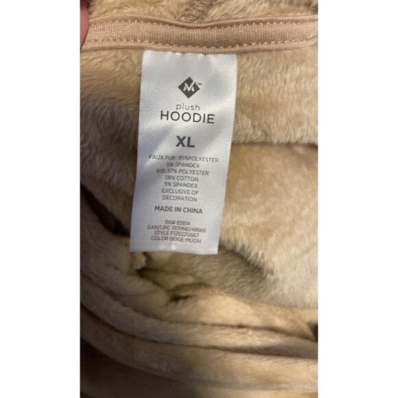Members Mark Plush Tan Brown Pullover Hooded Top Sz XL - Picture 9 of 9